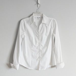Calvin Klein white button down blouse
